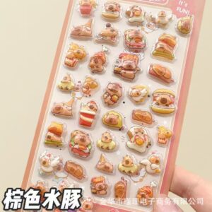 3d embossed sticker [brown capy]/package