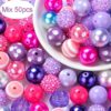 Wholesale 50pcs 20mm mixed style of yellow, green, purple and pink Acrylic Beads
