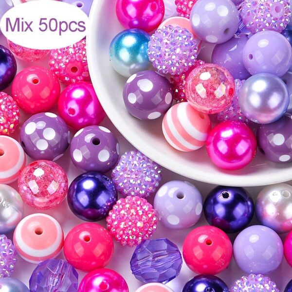 Wholesale 50pcs 20mm mixed style of yellow, green, purple and pink Acrylic Beads