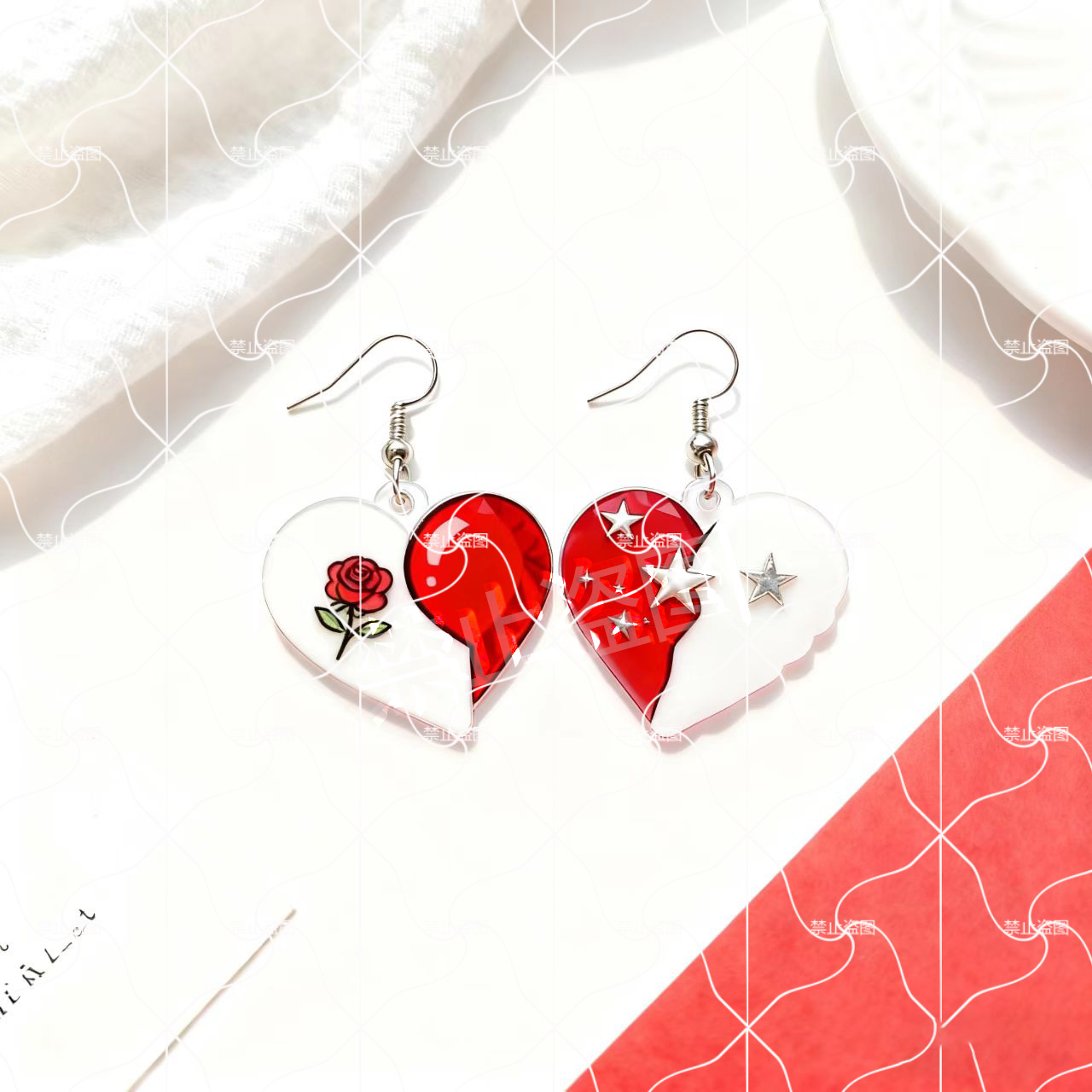 Wholesale Valentine's Day Acrylic Printing 2D Flat Cole Earrings