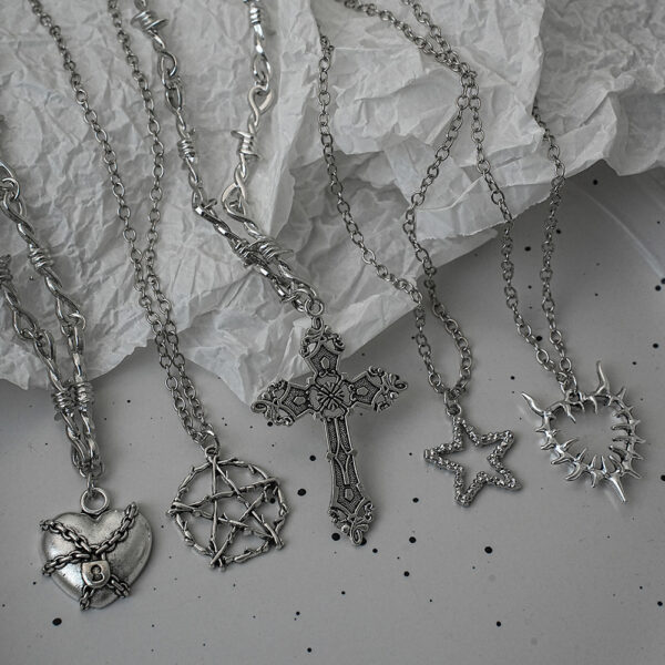 Wholesale Vintage Gothic Punk Cross Star Pendant Necklace