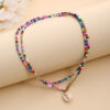 Wholesale Bohemian-style candy-colored double-layer rice bead necklace shell choker