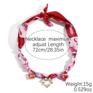 N2506-17 red silk scarf necklace