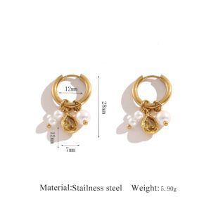 Pearl earrings water drop-light yellow