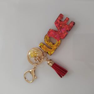 Yellow + red key pendant / Love key pendant
