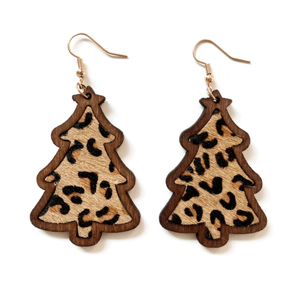 Wholesale Western style leopard print cow print wooden earrings