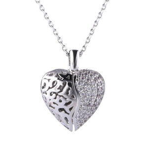 Silver hollow opening and closing love heart