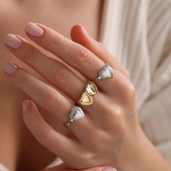 Wholesale Double layered heart opening and closing stainless steel ring