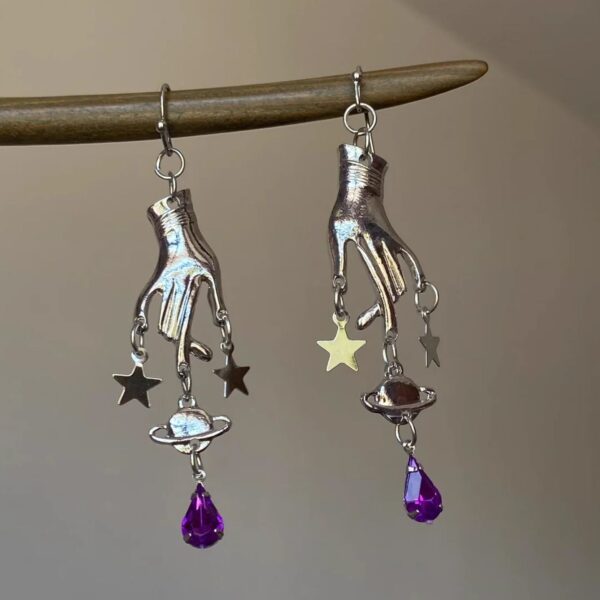 Wholesale Purple Magic Hand Pentagram Pendant Earrings