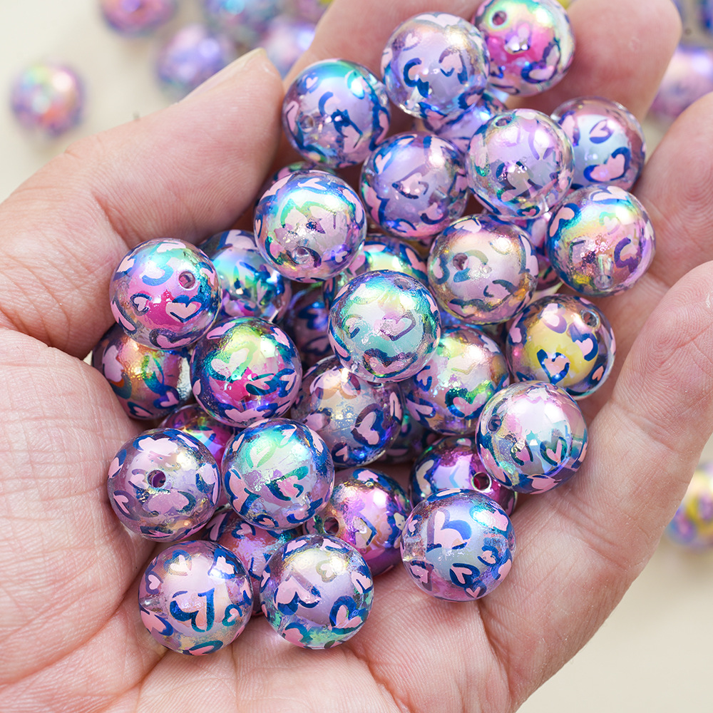 Wholesale Printed two-color love beads in beads acrylic beads