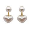 Wholesale White heart-shaped pearl earrings