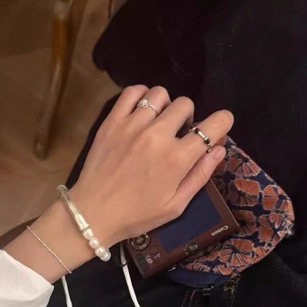 Wholesale Hollow flower plain ring with adjustable opening