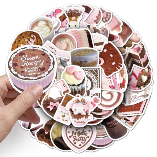 O1CN01qnTP8k1kMugr02FEv_2208066194670-0-cib Wholesale 50 Pink and Brown Ins Style Graffiti Stickers, Small Fresh Chocolate Girl Heart Dessert Decoration Mobile Phone Water Cup Stickers