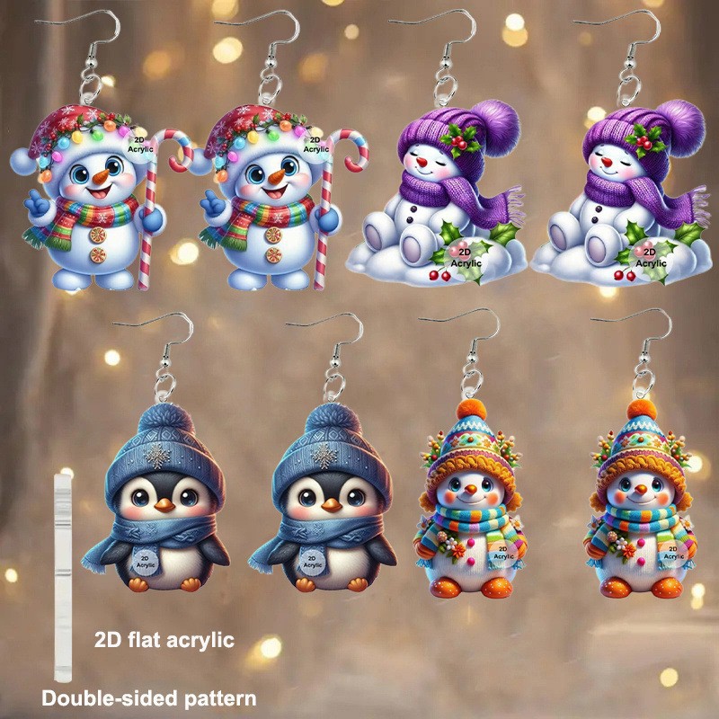 Wholesale 2026 Christmas Snowman Series Acrylic Earrings