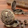 Wholesale Retro hollowed out octopus dice board game pocket watch