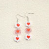 Wholesale Red Heart Print Pendant Earrings Valentine's Day Gift for Women