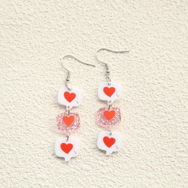 Wholesale Red Heart Print Pendant Earrings Valentine's Day Gift for Women