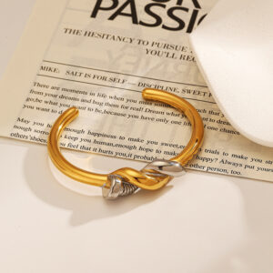 Wholesale Stainless steel polished screw gold-tone open bangle