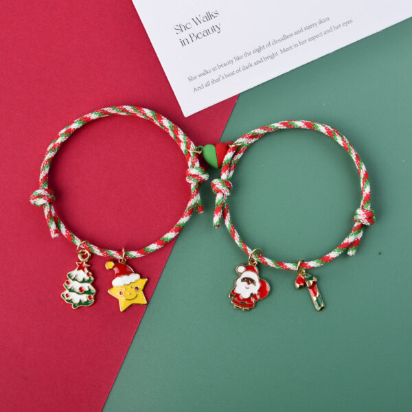 Wholesale Christmas Love Magnet Woven Couple Bracelet