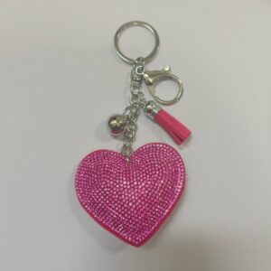 Rose red [white k silver buckle] / Keychain + love + small tassel