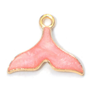 1 pink fishtail oil drop pendant