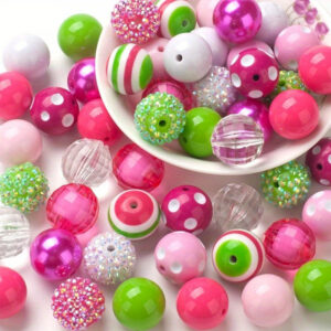 Wholesale 50pcs green, pink, and three-color striped Acrylic Beads