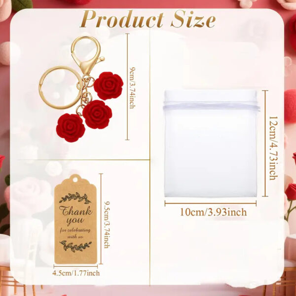 Wholesale 10 Elegant Rose Flower Set Zinc Alloy Keychain Valentine's Day