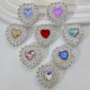 Wholesale double-layer diamond edge love double-sided alloy straight hole 3D Crystal Beads