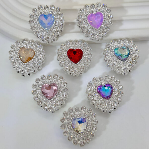 Wholesale double-layer diamond edge love double-sided alloy straight hole 3D Crystal Beads