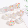 Wholesale 10pcs 14mm transparent rainbow square acrylic beads