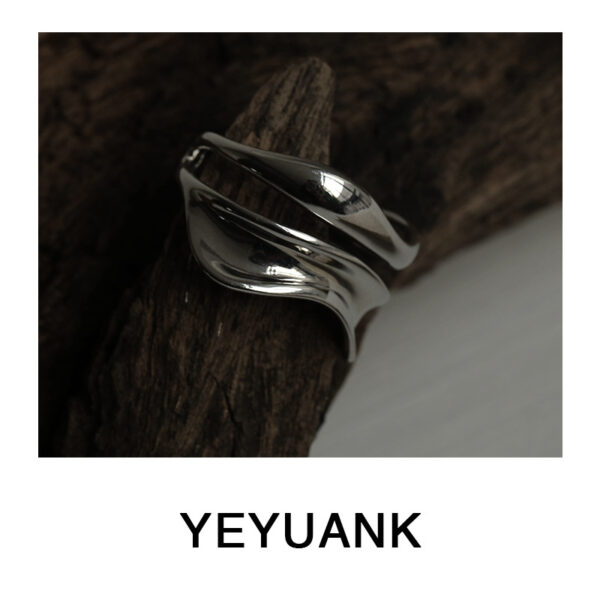 Wholesale metal silver irregular hollow wave pattern open ring