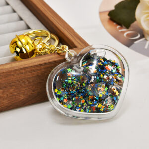 Gray black / Light gold chain + luminous heart + bell