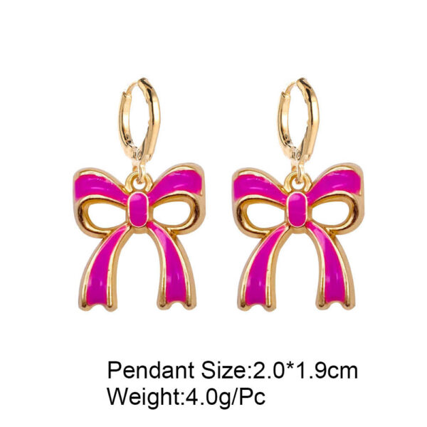 Wholesale Oil-spray colored bow pendant Valentine's Day earrings