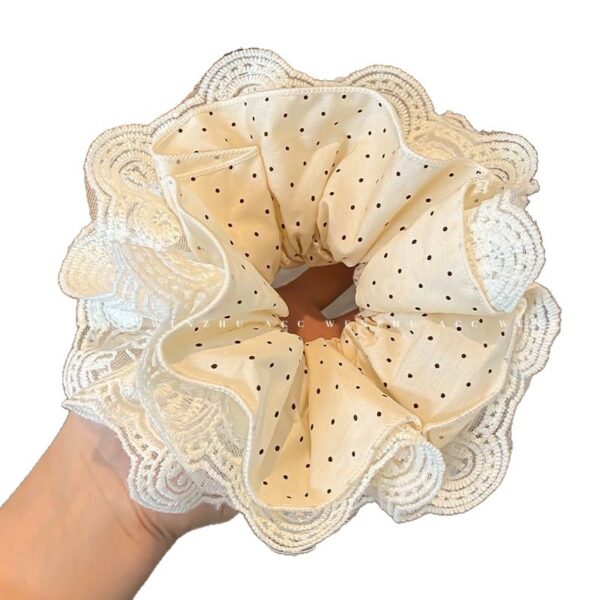 Wholesale White polka dot lace elastic headband