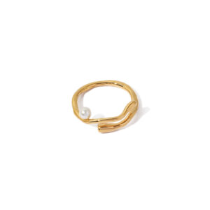 Gold Pearl Ring / Opening adjustable