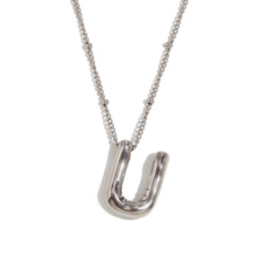 Party Balloon Letter Pendant Necklace-steel color-U