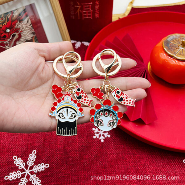Wholesale Chinese Style National Trend Opera Peking Opera Facial Makeup Couple Keychain Student Bag Pendant Beijing Travel Souvenir Gift
