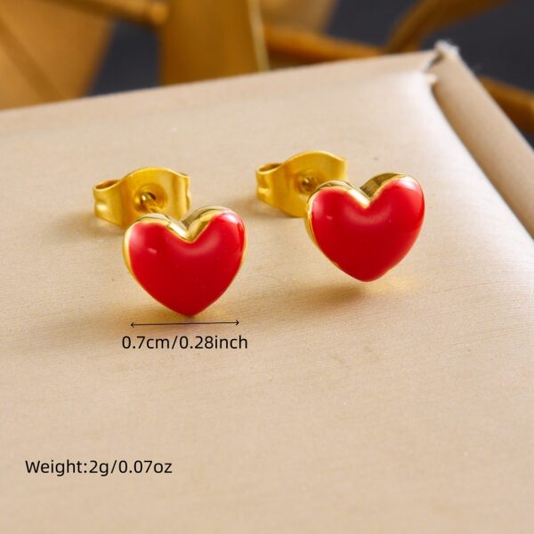 Wholesale Red Enamel Heart Pendant Necklace Earrings Gold-plated Jewelry Set