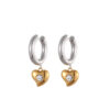 Wholesale Heart-shaped diamond-encrusted stainless steel earrings with plating