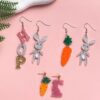 Wholesale Easter Asymmetric Rabbit Carrot Acrylic Earrings