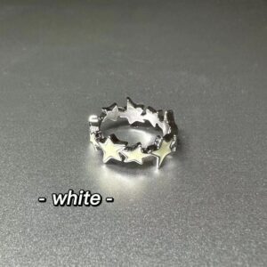 M563 [five-pointed star ring] Silver White
