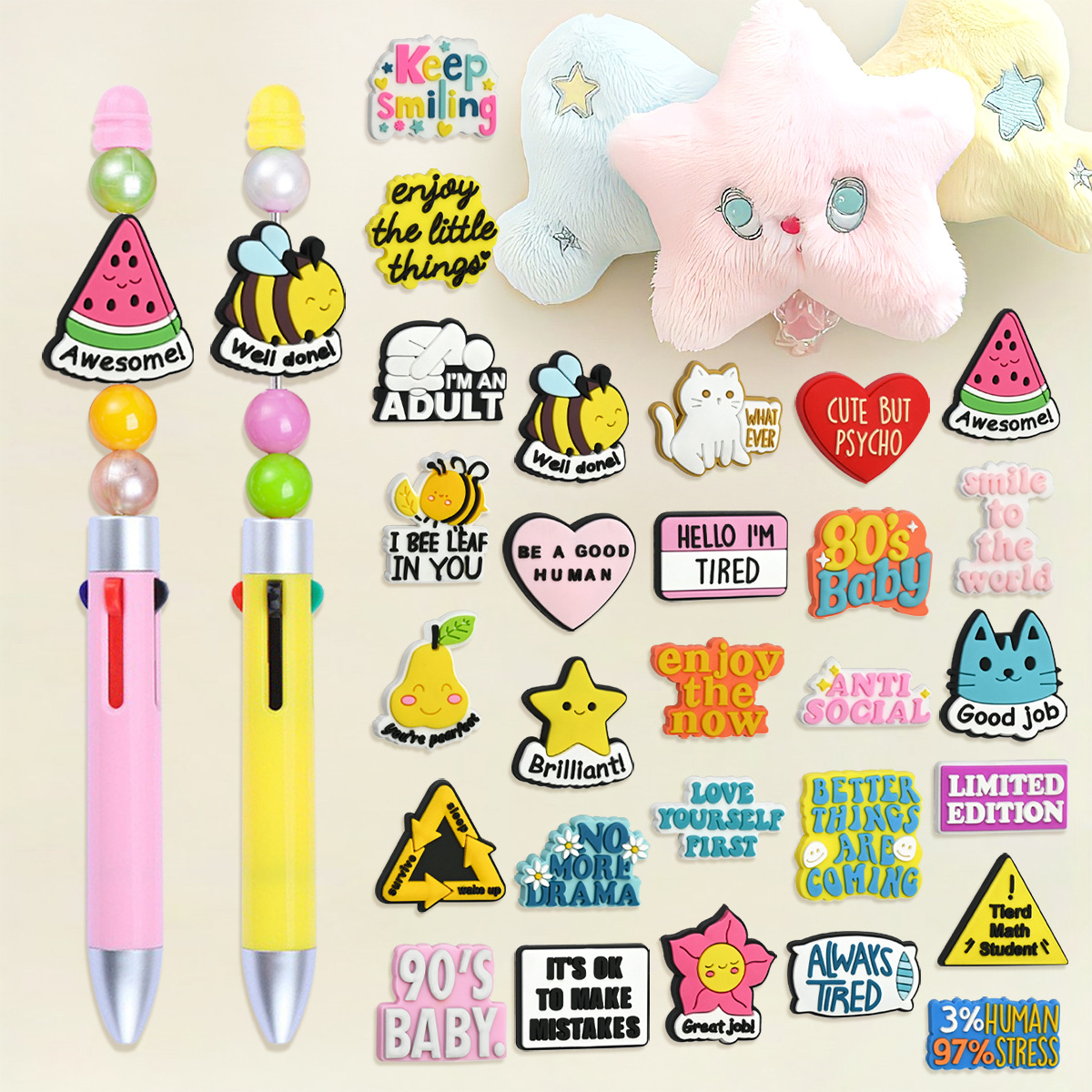 Wholesale Random phrase series cartoon Focal Beads