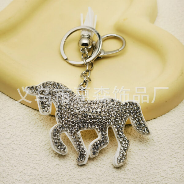 Wholesale New Creative Cartoon Unicorn Keychain, Korean Velvet Rhinestone-Studded Zodiac Horse Keychain, Commemorative Gift