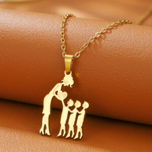 Mom + 3 sons (gold) / Mother's day stainless steel necklace