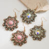 Wholesale Western style diamond inlaid turquoise geometric irregular earrings