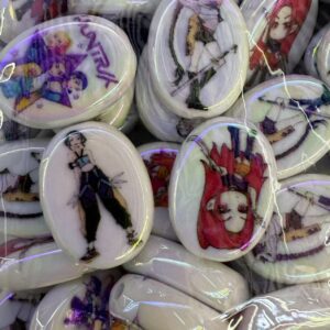 Wholesale Double-sided printed cartoon demon hunter girl group/boy group oval flat bead heart open-hole beaded DIY jewelry accessories