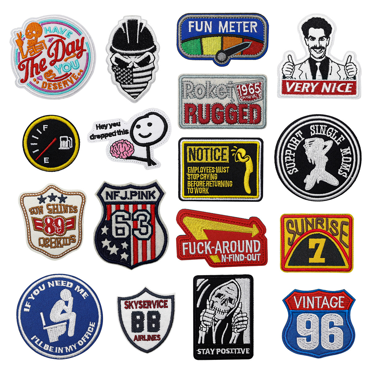 Wholesale Embroidered velcro badge back loop hook strap wool patch es