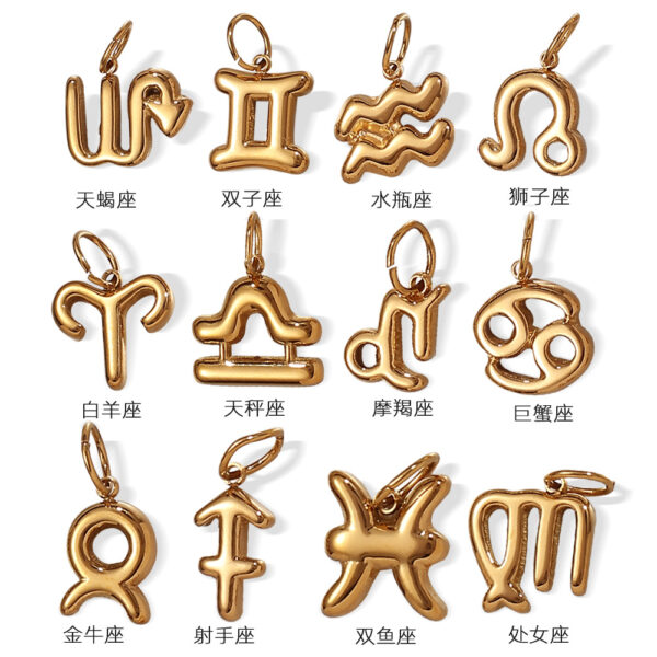 Wholesale Stainless steel twelve zodiac necklace pendant accessories