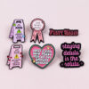 Wholesale Pink Series English Quotes Love Billboard Geometric Brooch
