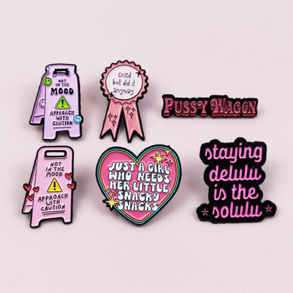 Wholesale Pink Series English Quotes Love Billboard Geometric Brooch